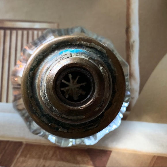 Vintage Glass Brass Doorknob - Picture 4 of 13